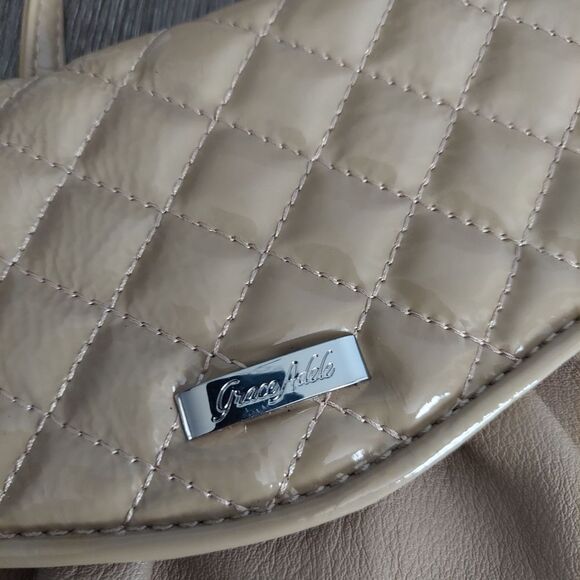 Grace Adele Tan Quilt print Purse Clutch Shoulder Bag with Removable Strap - Picture 3 of 7